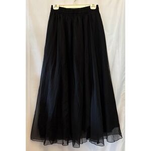 Vtg Women's Black Sheer Lined Maxi Skirt 16 Whimagoth Festival Boho Fairy Flaw